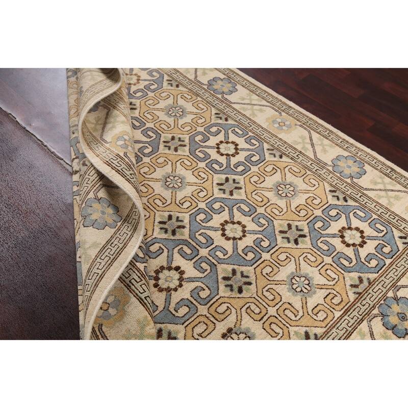 Vegetable Dye Khotan Oriental Wool Area Rug Hand-knotted Office Carpet - 5'11" x 8'10"