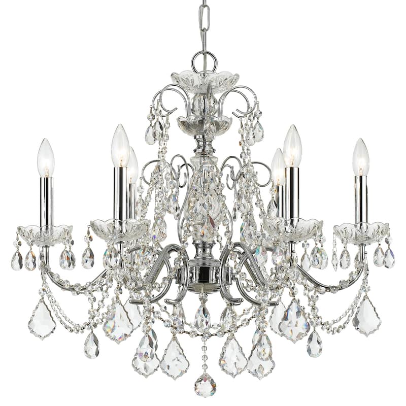 Imperial 6 Light Swarovski Strass Crystal Chrome Chandelier - 26'' W x 24.5'' H - 26'' W x 24.5'' H