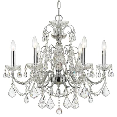 Imperial 6 Light Swarovski Strass Crystal Chrome Chandelier - 26'' W x 24.5'' H