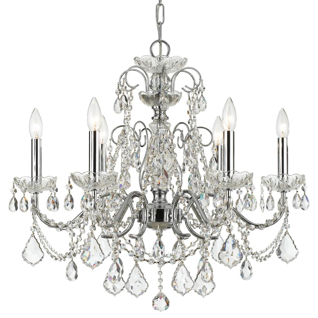Imperial 6 Light Swarovski Strass Crystal Chrome Chandelier - 26'' W x 24.5'' H