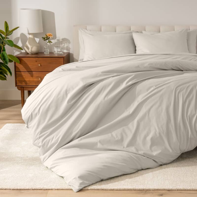 Bare Home Organic Cotton Percale Duvet Cover Set - French Beige - Twin
