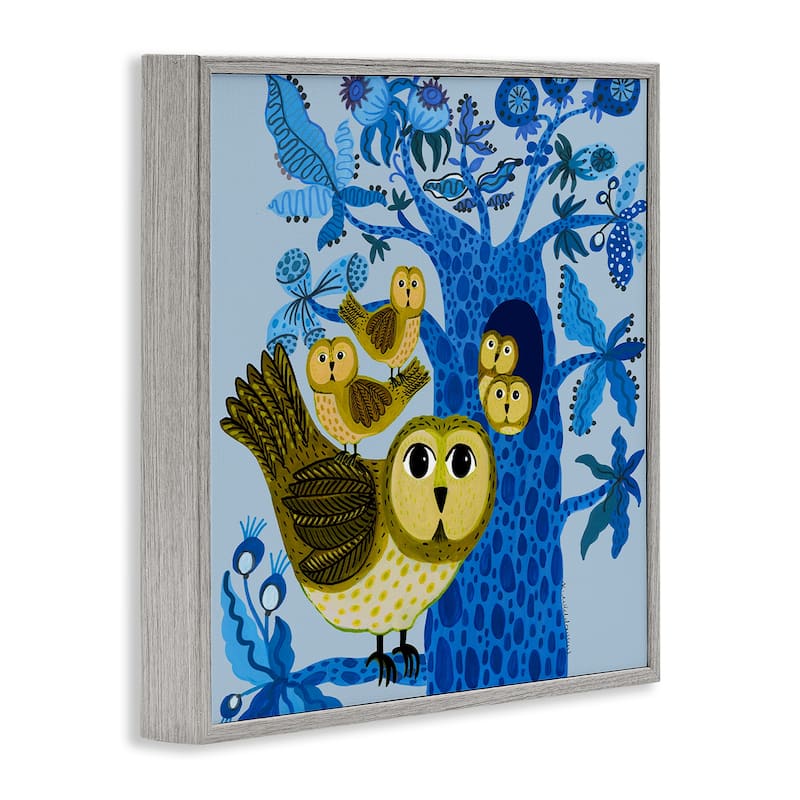 Stupell Playful Owls in Tree Framed Giclee Art Design By Kay Widdowson