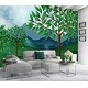 Kids Cartoon Forest Green Jungle Removable Textile Wallpaper - On Sale ...
