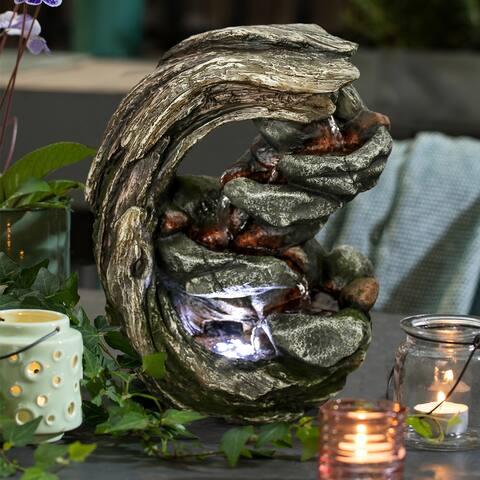 Stone Waterfall Fountain With 4 White LEDs