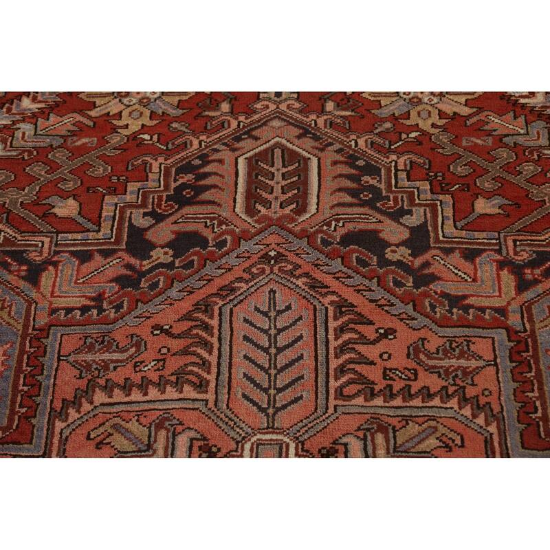 Vintage Vegetable Dye Heriz Persian Wool Area Rug Hand-knotted Carpet - 9'10" x 12'9"