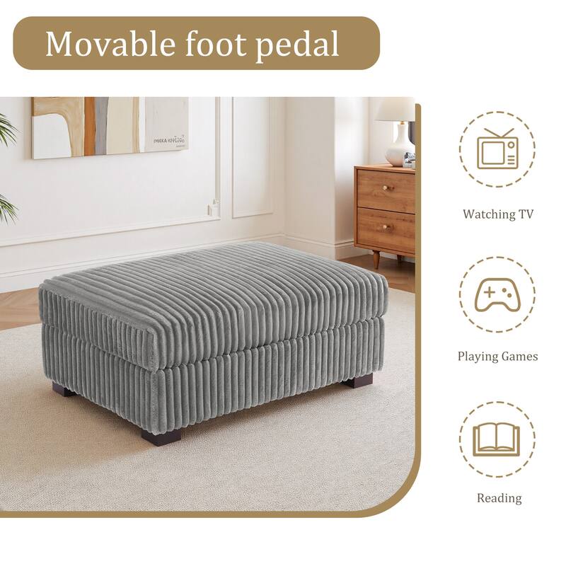 Modern Cotton Flannel Upholstery Oversized Ottoman