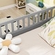 preview thumbnail 10 of 13, Grey Full Size Pine Floor Bed with High Security Barrier & Door