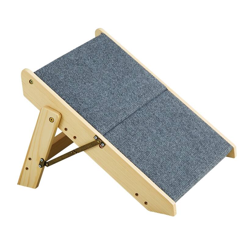 2-in-1 Natural Wooden Foldable Pet Stairs and Ramps Ideal for Small to Large Pets