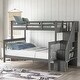 preview thumbnail 1 of 34, Roomfitters Stairway Twin Over Full Bunk Bed with Storage, Sturdy Wooden Frame, Built-in Steps, Safety Guardrails Grey