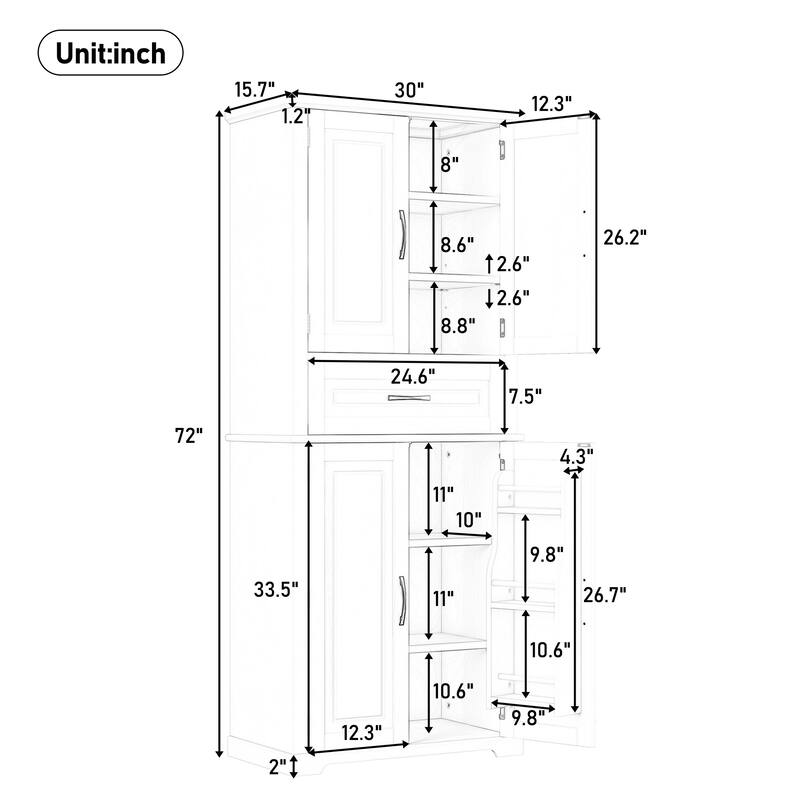 Bathroom Cabinet Clothes Cabinet with Adjustable Rack, Storage Cabinet Floor Cabinet with Soft-Close Hinges