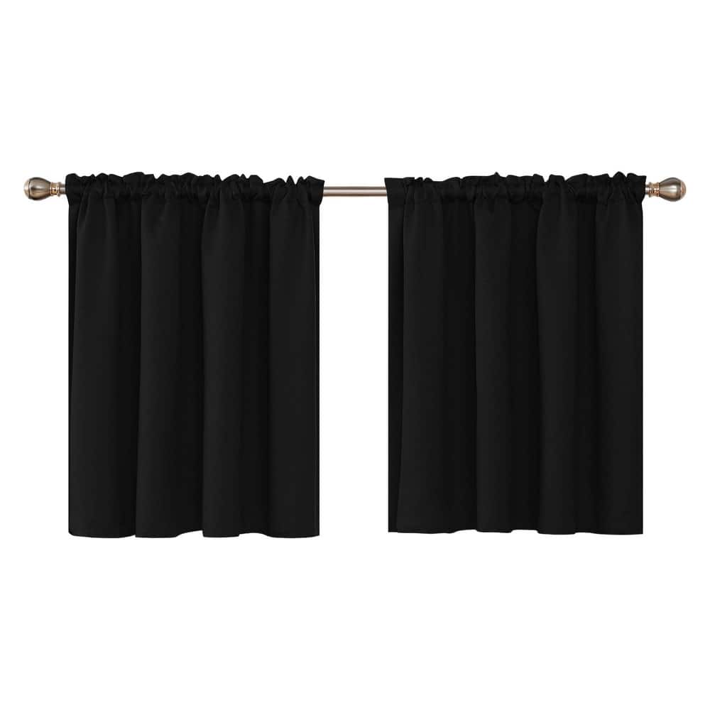 Rod Pocket Solid Window Valance for Kitchen (2 Panels)