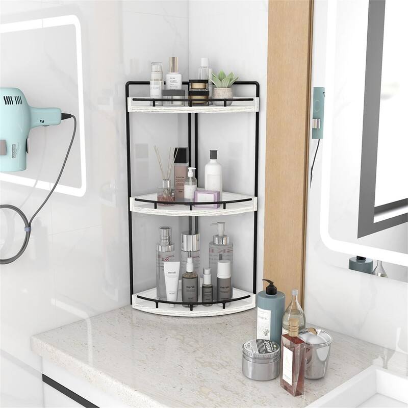 3-Tier Corner Bathroom Organizer Countertop - 7.67"D x 7.67"W x 17.52"H