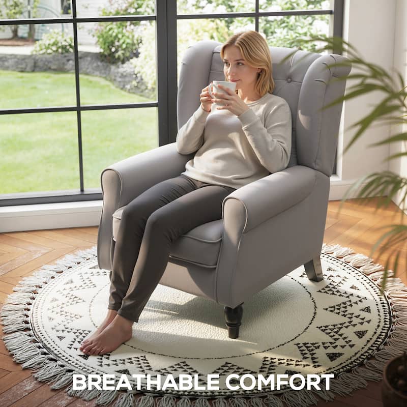 HOMCOM Copper Grove Guanta Tufted Wood Leg Accent Chair