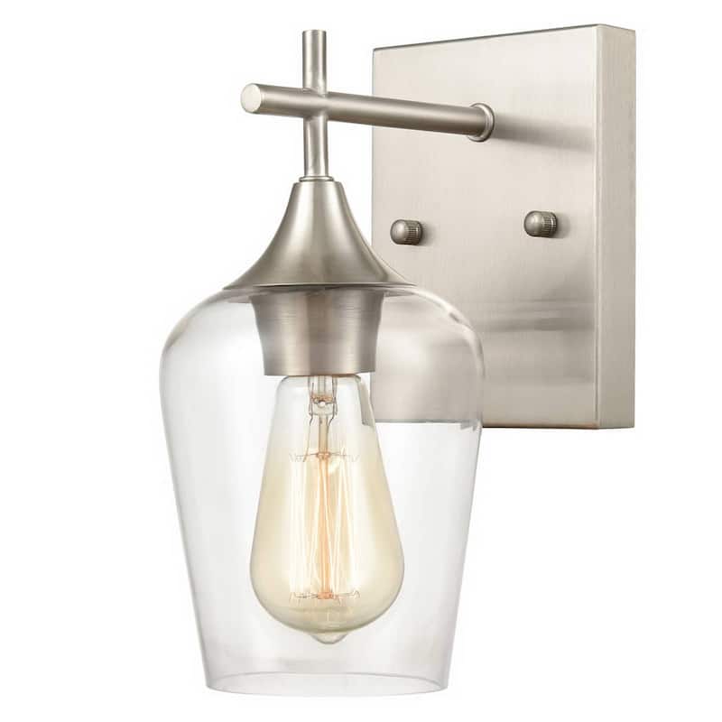 Angers Modern Simplicity 1-Light Clear Glass Wall Sconce Industrial Bathroom Vanity Lighting