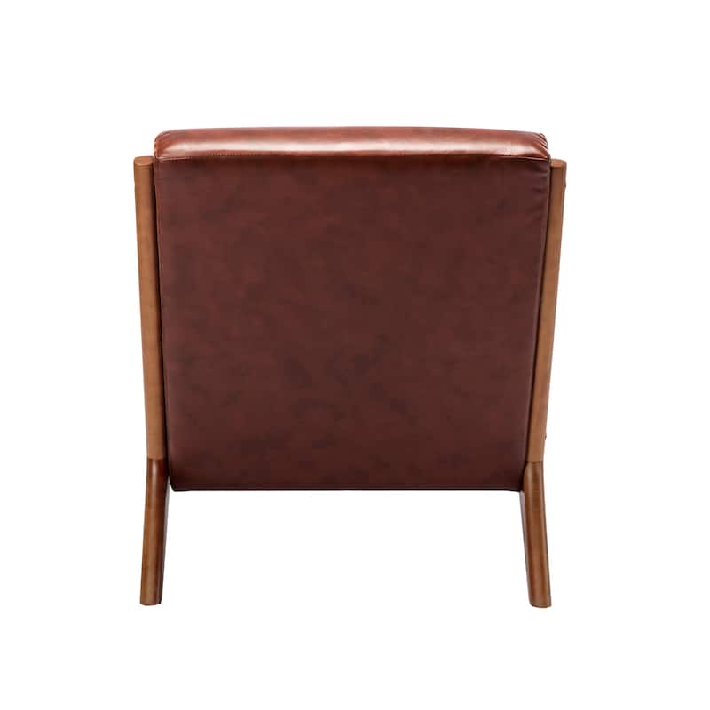 Porthos Home Joa Accent Chair with Pillow, PU Upholstery, Rubberwood Legs