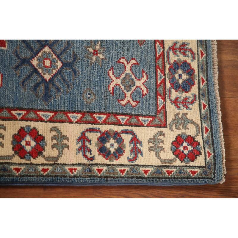 Blue Kazak Oriental Accent Rug Handmade Wool Carpet - 2'8" x 3'10"