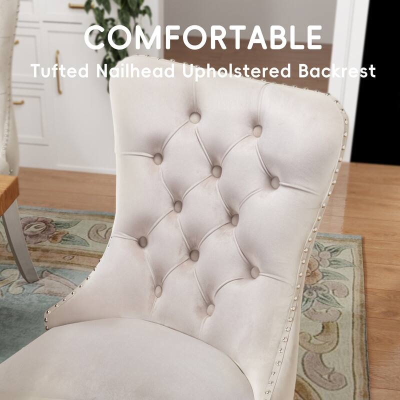 Tufted Naliheads Solid Wood Upholstered Dining Chairs (Set of 4)
