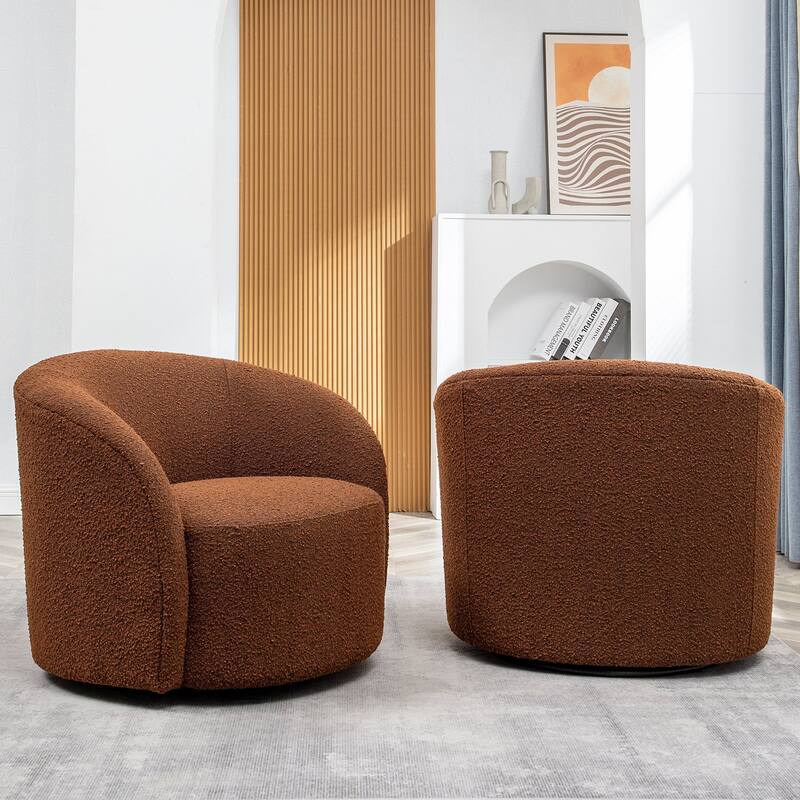 KINWELL 34" Wide Upholstered Swivel Accent Barrel Chair (Set of 2)