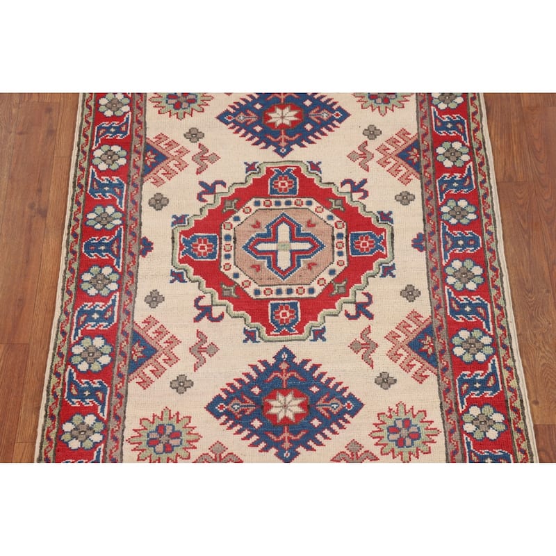 Traditional Red Kazak Foyer Rug Hand-Knotted Wool Carpet - 2'10" x 3'11"
