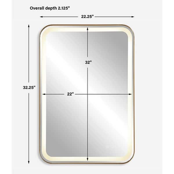 LED Lighted Stainless Steel Vanity Mirror - 32.25" - Brass Finish