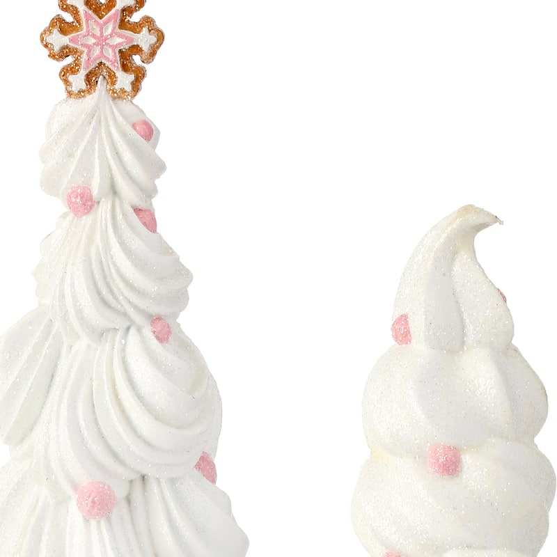 11-14"Resin Elegant Frosting Tree Set of 2