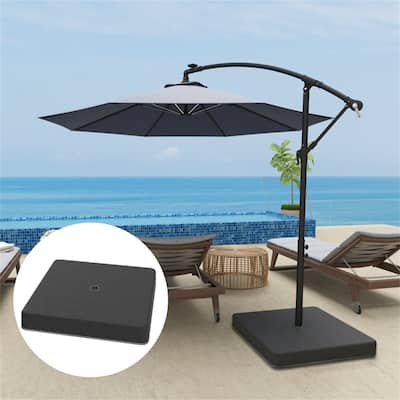 Outsunny Black Stackable Umbrella Weight Plates PP & 400gsm Polyester, Up to 176 lbs Sand, Fits Cross Base