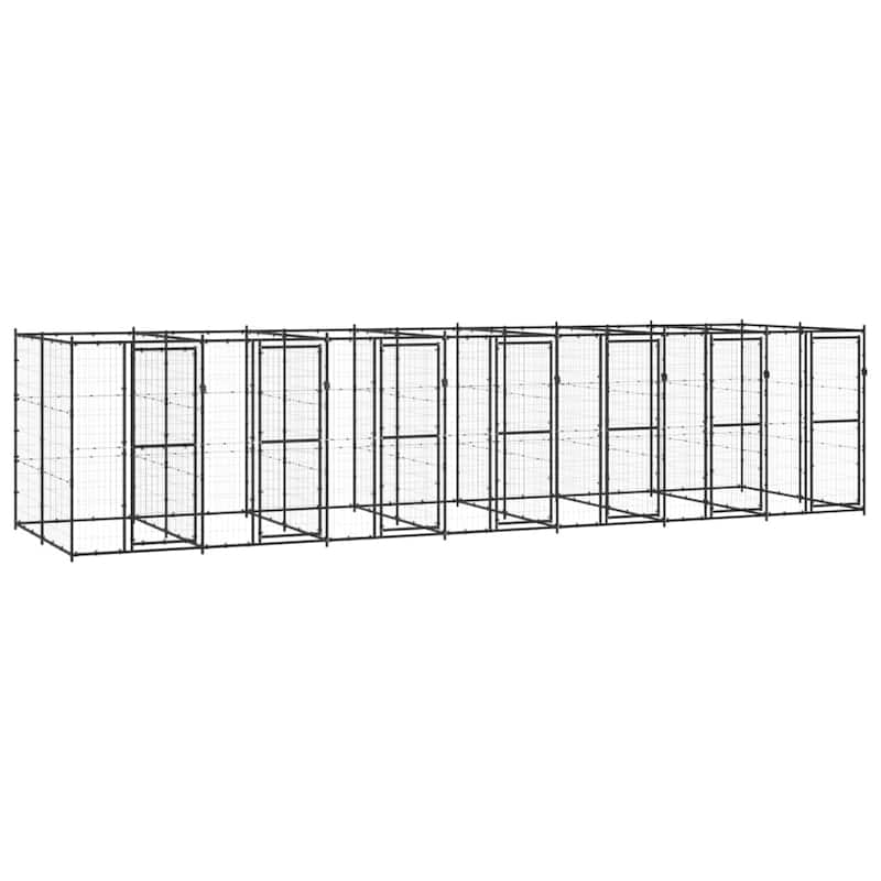 vidaXL Outdoor Dog Pen Pet Crate Kennel Cage Playpen House for Yard Steel