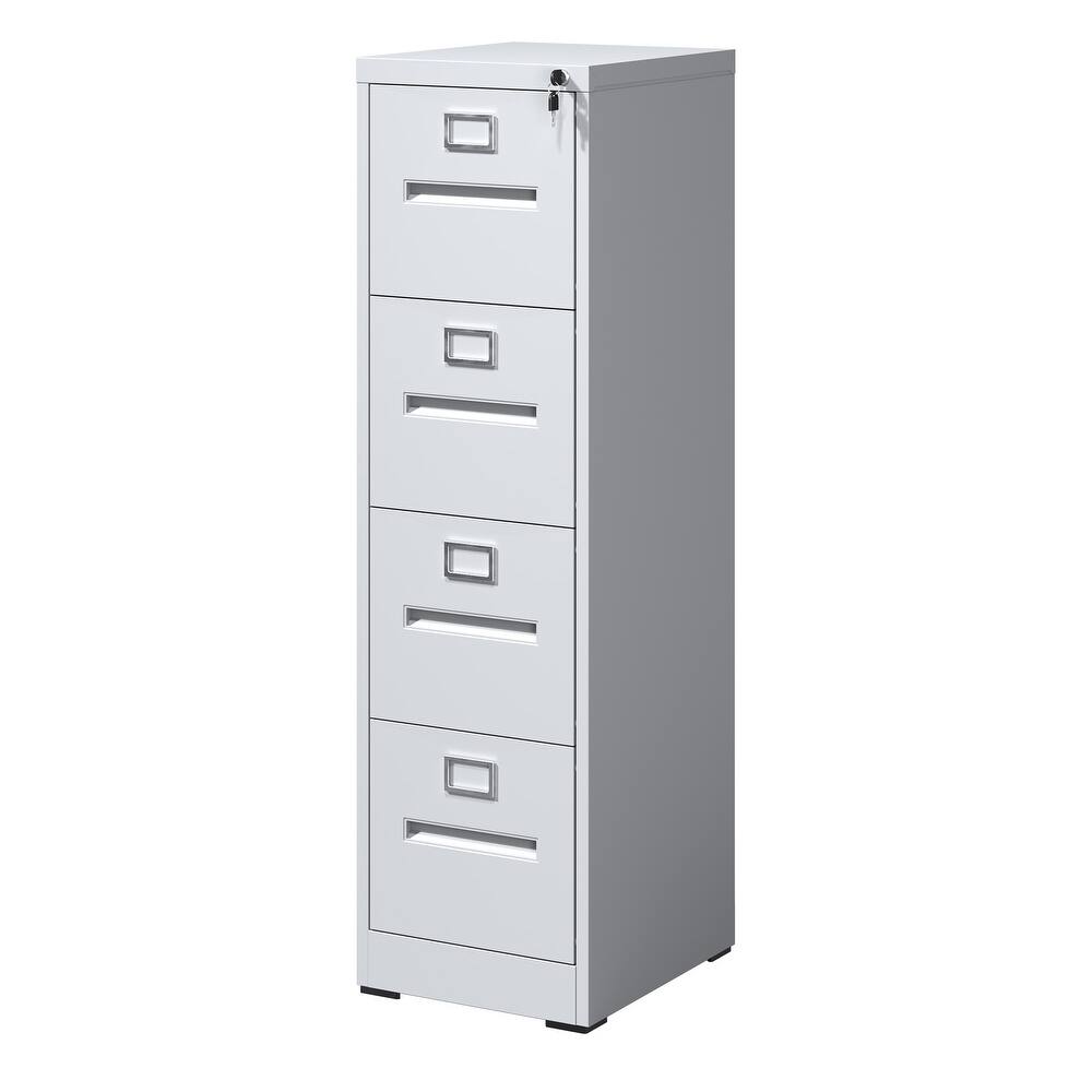 4 Drawer File Cabinet with Lock Metal Vertical File Cabinet, A4 Legal/Letter Size Narrow File Cabinet Locked,Assembly Required
