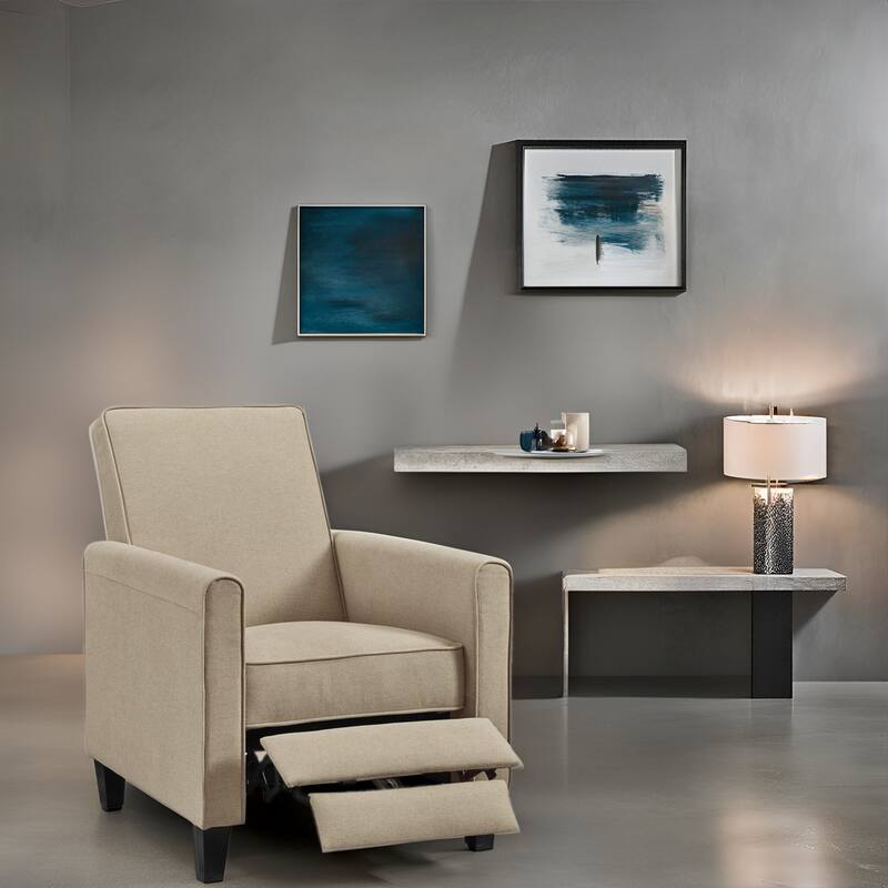Pushback Recliner Chair – Compact Home Theater Seating with Armrests & Adjustable Footrest, Perfect for Small Spaces - Mocha/Linen