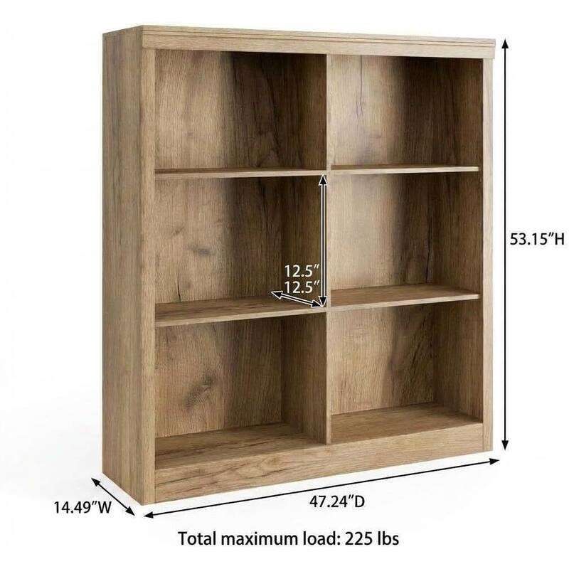 Farmhouse 6-Cube Storage Organizer Bookshelf, Standing Display Cabinet for Home Office