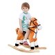 preview thumbnail 1 of 3, Kids Plush Toy Rocking Horse Ride on with Realistic Sounds - Brown Brown