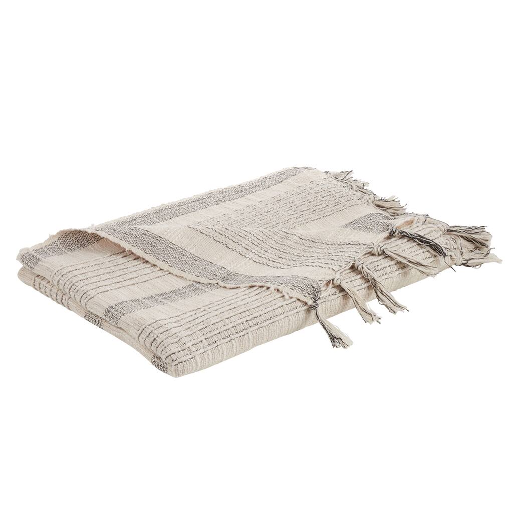 Throw Blanket With Striped Woven Design