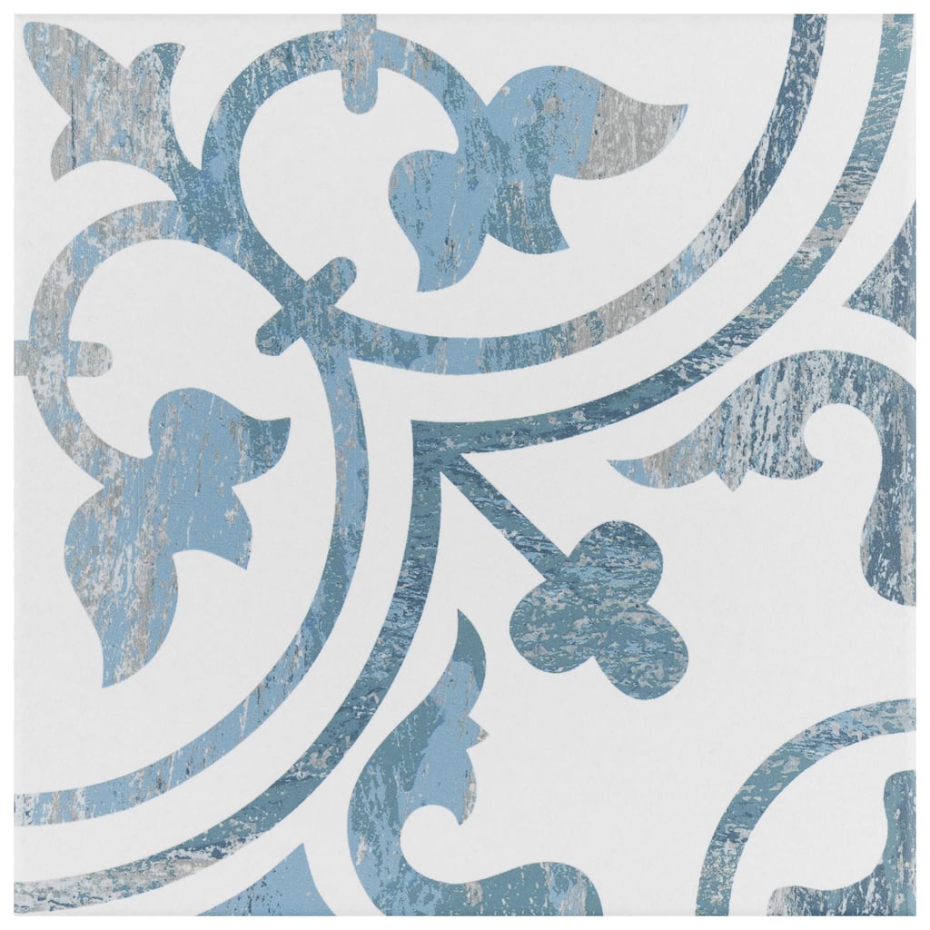 Merola Tile Cassis Arte Blue 9-3/4" x 9-3/4" Porcelain Floor and Wall Tile