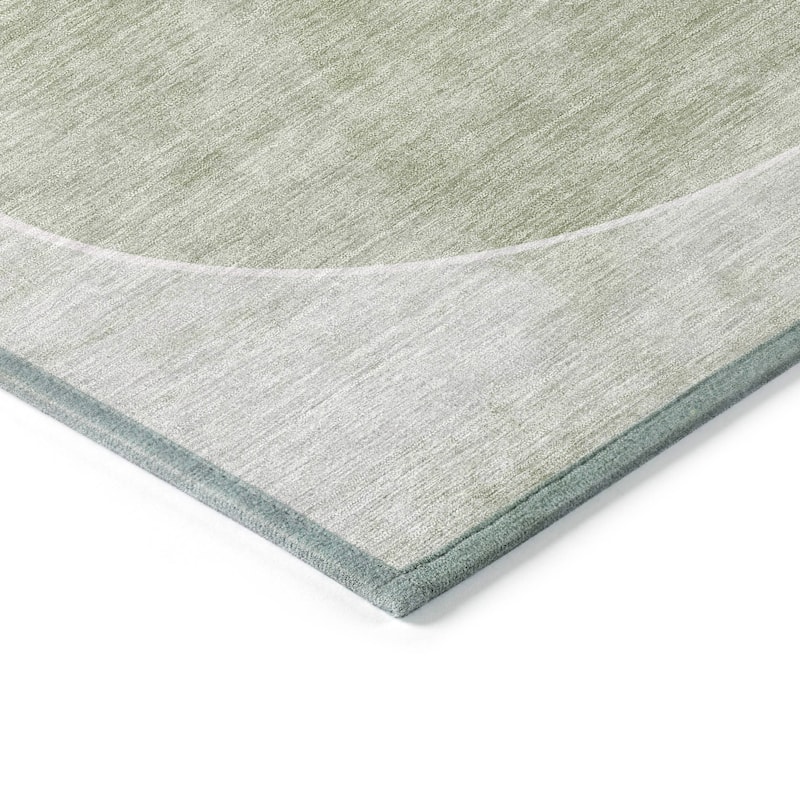 Machine Washable Indoor/ Outdoor Abstract Circles Chantille Rug