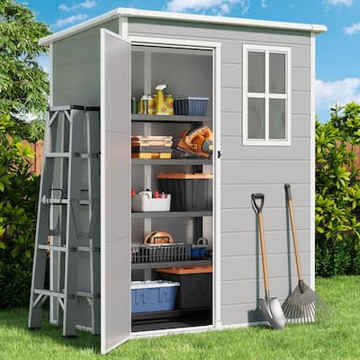 5' x 3' All Weather Durable Resin Outdoor Storage Shed with Floor for Patio Furniture and Tools