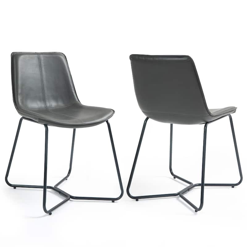 Set of 2 Amery Iron Frame Vintage Grey Faux Leather Dining Chair