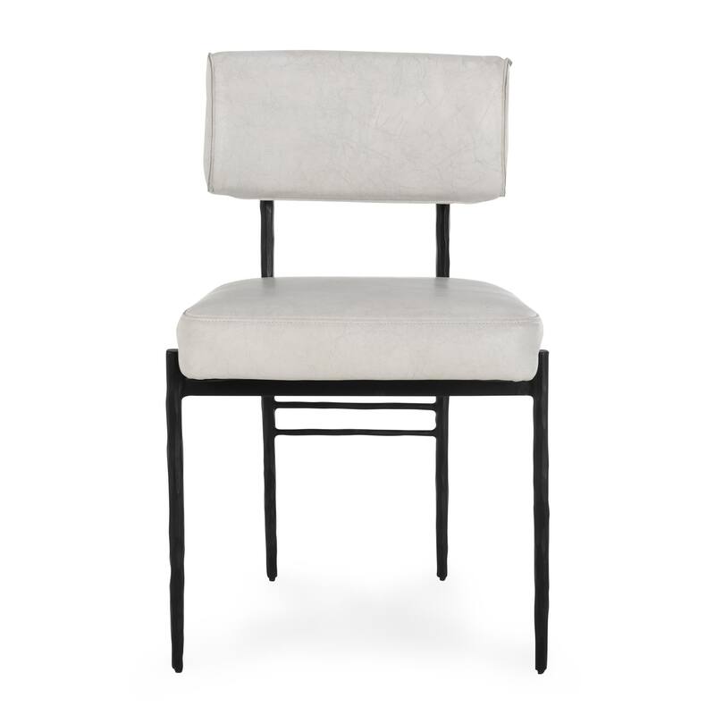 Classic Home Kester Set of 2 Leather Upholstered Dining Chair in Off White