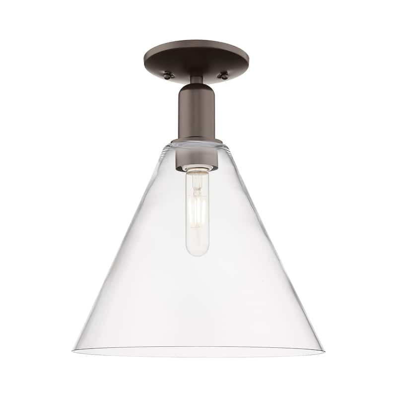 Innovations Lighting 716-1C-15-12 Berkshire Glass Semi-Flush Berkshire - Oil Rubbed Bronze / Clear