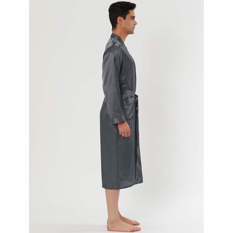 Men's Satin Robe Nightdress Sleepwear Pajama Dress Bathrobe