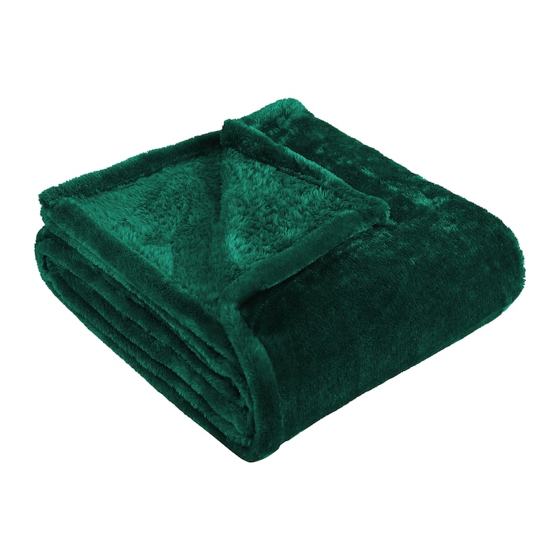 Superior Ultra-Soft Plush Fleece Throw and Blanket - Twin - Evergreen