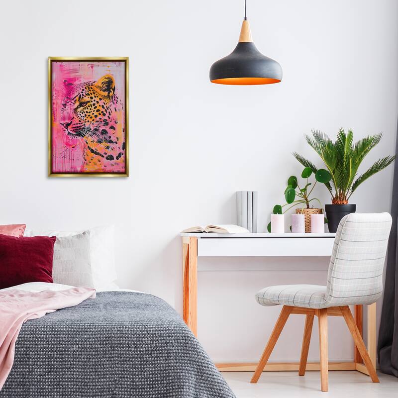Stupell Vibrant Purple & Orange Cheetah Framed Floater Canvas Wall Art Design By LSR Design Studio