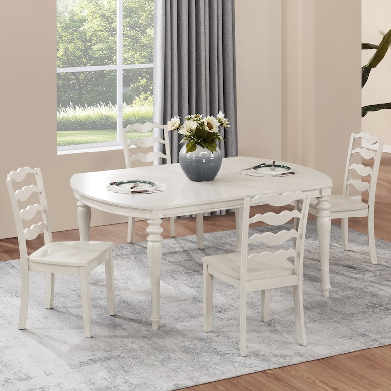Distressed 17"W Wooden Ladder Back Dining Chairs - Set of 4 - Antique White