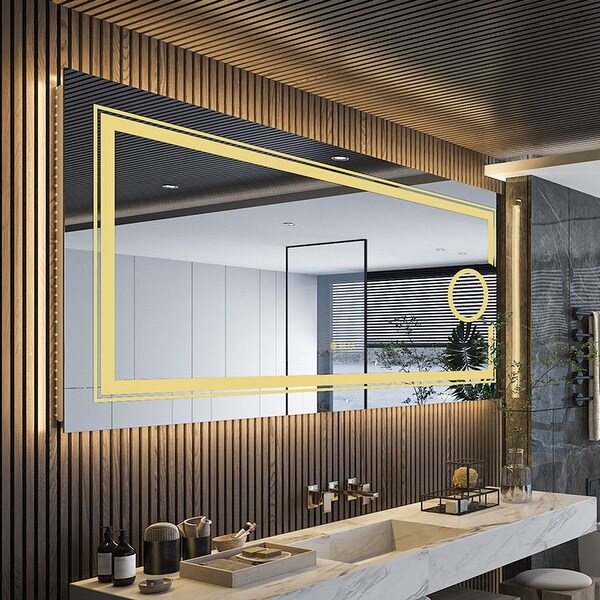 Extra Large Illuminated LED Bathroom Mirror with 3x Magnifier Demister 48 x 24 On Sale Bed Bath Beyond 37837924