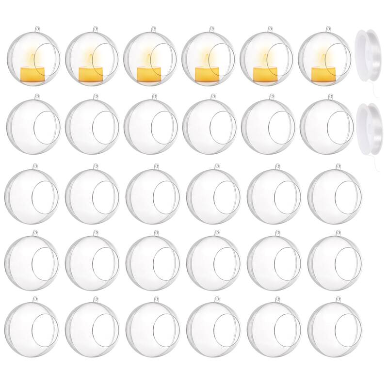 30 Pcs Hanging Tealight Holders Globes Acrylic Refillable Balls for Home