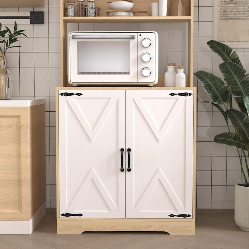 Kitchen Pantry Storage Cabinet with Doors and Shelves, 3-Tier Freestanding Larder Cupboard for Kitchen Organization