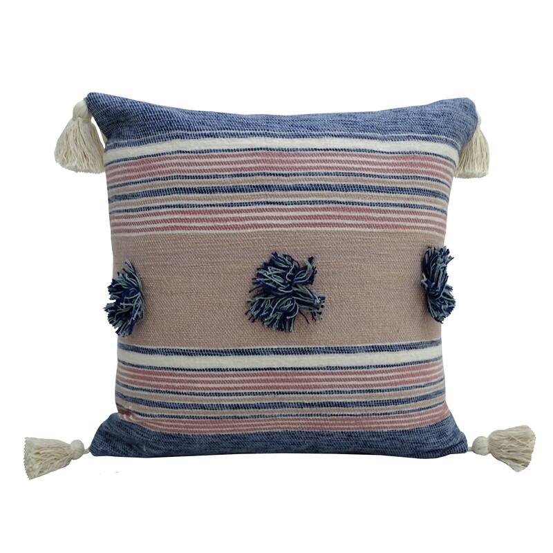 Vibhsa 20" x 20" Throw Pillow with Tassels and Poms