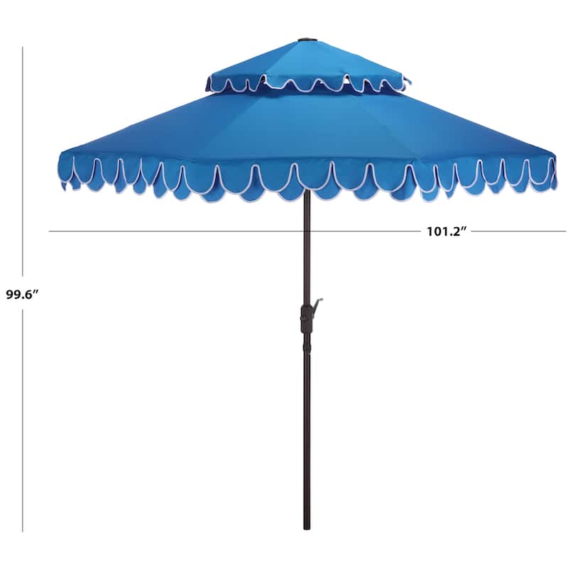 SAFAVIEH Outdoor Kjerstin Valance 9Ft Double Top Umbrella