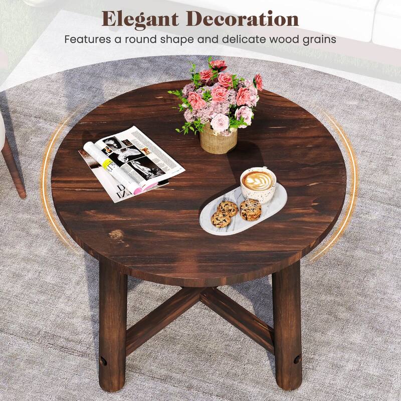 Costway 1/2 PCS Outdoor Side Table with Solid Wood Structure Small