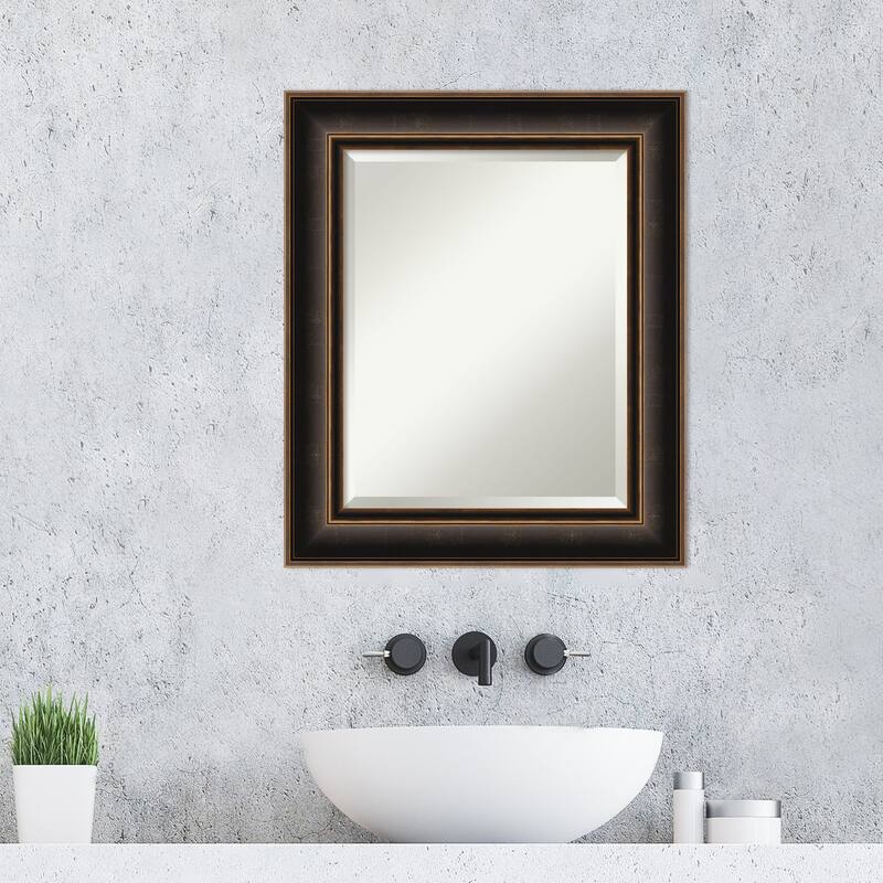 Villa Oil Rubbed Bronze Beveled Wood Framed Bathroom Vanity Wall Mirror - Villa Oil Rubbed Bronze