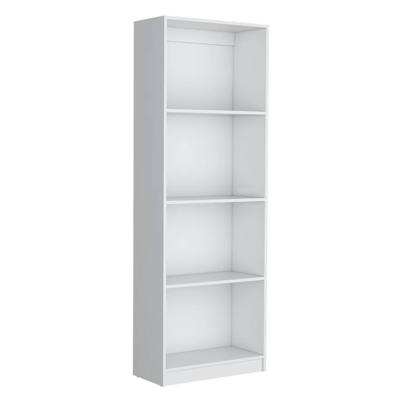 HomeRoots 71" White Wood Four Tier Bookcase